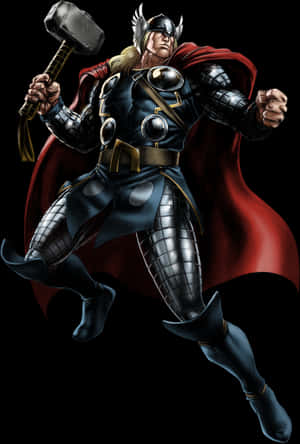Mighty Thor With Mjolnir PNG image with transparent background