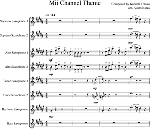 Mii_ Channel_ Theme_ Saxophone_ Sheet_ Music PNG image with transparent background