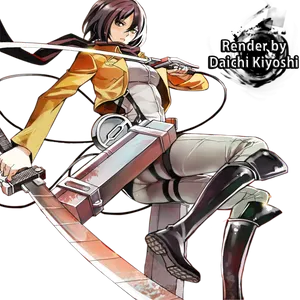 Mikasa Ackerman Action Pose PNG Image