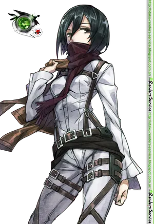 Mikasa Ackerman Attackon Titan Artwork PNG Image