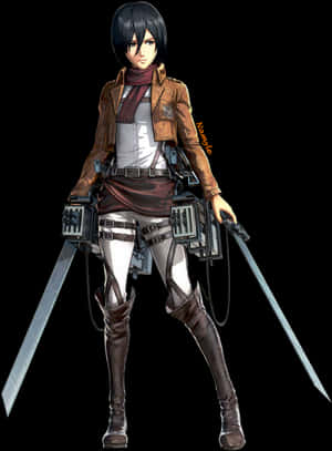 Mikasa Ackerman Attackon Titan Character PNG image with transparent background