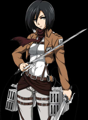 Mikasa Ackerman Attackon Titan PNG image with transparent background