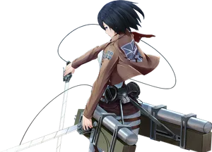 Mikasa Ackerman Readyfor Battle PNG Image