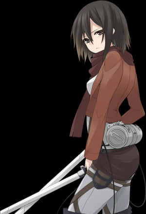 Mikasa Ackerman Readyfor Battle PNG image with transparent background