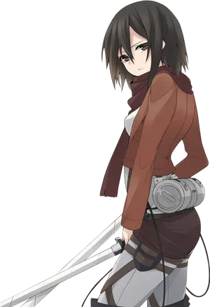 Mikasa Ackerman Readyfor Battle PNG Image