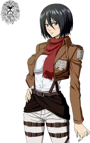 Mikasa Ackerman Scout Regiment Uniform PNG Image