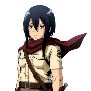 Mikasa Ackerman with Horse PNG oax50 PNG