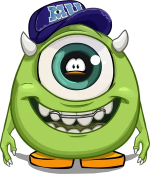 Mike Wazowski Monsters University Cap PNG Image