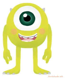 Mike Wazowski Smiling Illustration PNG Image