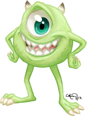 Green Drawing Monsters Inc - Mike Wazowski, HD Png Download PNG image with transparent background