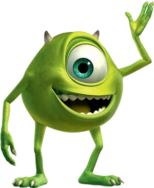 Mike Wazowski Waving Pose PNG Image