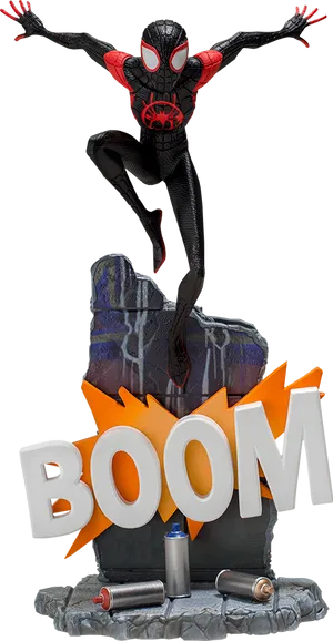 Miles Morales Spiderman Boom Statue PNG Image