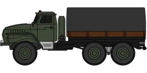 Military Cargo Truck Illustration PNG Image