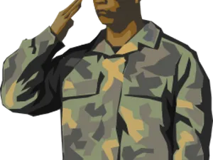 Military Salute Camouflage Uniform PNG Image