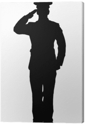 Silhouette Of A Officer Saluting Isolated On White - Salute Silhouettes Of Soldiers PNG image with transparent background