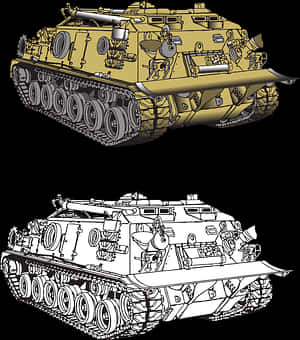 Military Tank Illustration Comparison PNG with transparent background