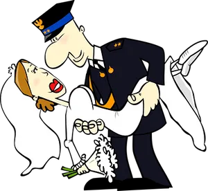 Military Wedding Cartoon Illustration PNG Image