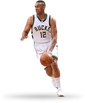 Milwaukee Bucks Basketball Player Dribbling PNG image with transparent background