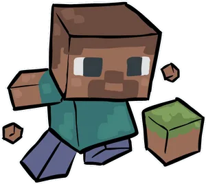 Minecraft_ Character_and_ Blocks_ Vector PNG Image