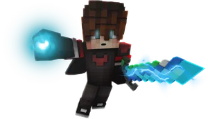 Minecraft Character With Diamond Swordand Shield PNG Image