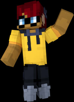 Minecraft Character With Red Hairand Yellow Shirt PNG image with transparent background