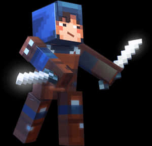Minecraft Character With Sword PNG image with transparent background