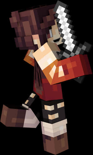 Minecraft_ Character_ With_ Sword PNG image with transparent background