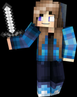 Minecraft Character With Sword PNG image with transparent background