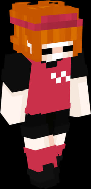 Minecraft Characterin Redand Black Outfit PNG image with transparent background