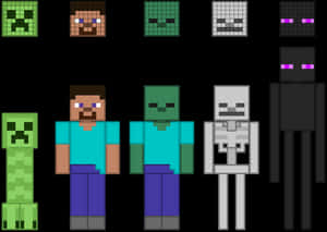 Minecraft Charactersand Faces PNG image with transparent background