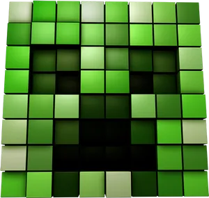 Minecraft Creeper Face Pixel Art PNG Image