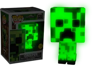 Minecraft Creeper Funko Pop Glowinthe Dark PNG Image