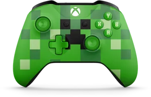 Minecraft Creeper Themed Xbox Controller PNG Image