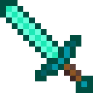 Minecraft Diamond Sword Graphic PNG Image