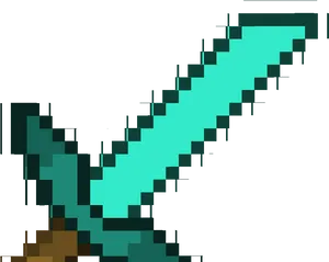 Minecraft Diamond Sword Pixel Art PNG Image