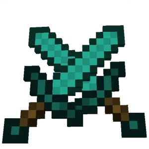 Minecraft Diamond Sword Pixel Art PNG Image