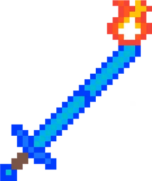 Minecraft Diamond Sword Pixel Art PNG Image