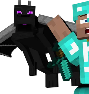 Minecraft_ Ender_ Dragon_and_ Player PNG Image