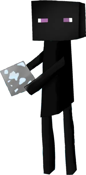 Minecraft Enderman Holding Block PNG Image