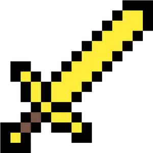 Minecraft_ Golden_ Sword_ Pixel_ Art PNG Image