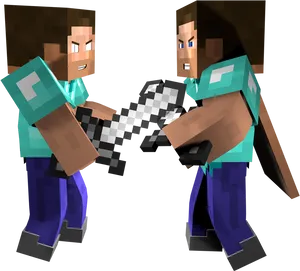 Minecraft Herobrine Duel PNG Image