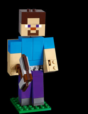 Minecraft Lego Character Holding Pickaxe PNG image with transparent background
