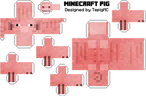 Minecraft_ Pig_ Papercraft_ Template PNG Image