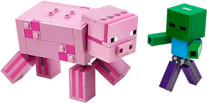 Minecraft Pigand Zombie Figures PNG Image