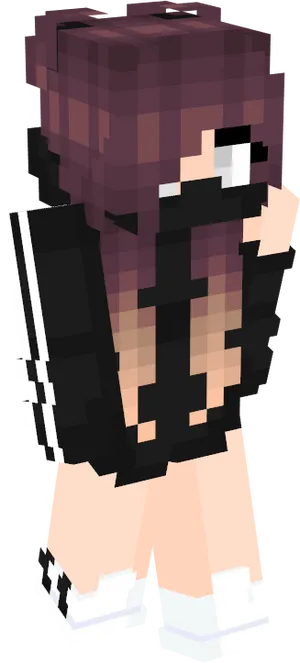 Minecraft_ Skin_ Female_ Avatar_with_ Purple_ Hair PNG Image