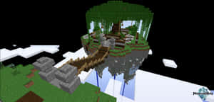Minecraft_ Sky_ Island_with_ Bridge PNG image with transparent background