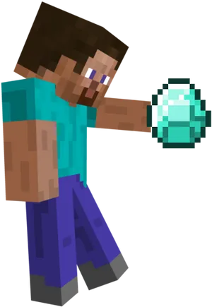 Minecraft_ Steve_ With_ Diamond PNG Image