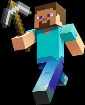Minecraft Steve With Pickaxe PNG image with transparent background