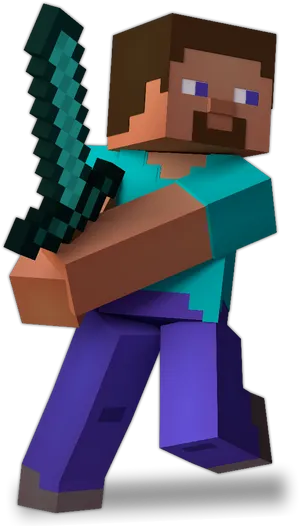 Minecraft Steve With Sword PNG Image