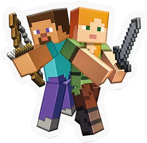 Minecraft Steveand Alex Adventure PNG Image